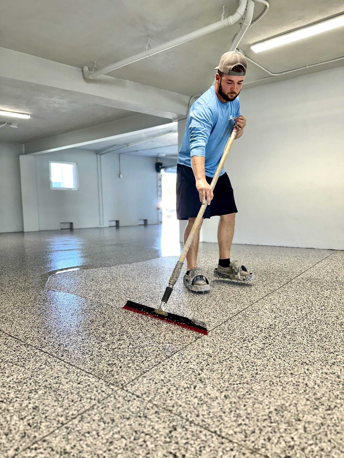 Finished coated concrete floor